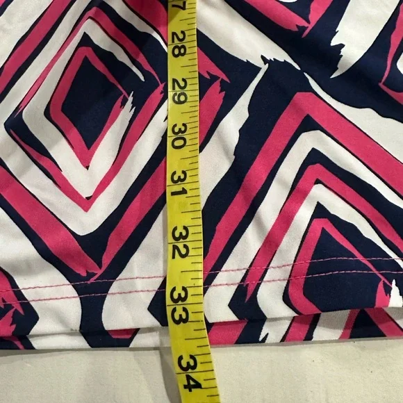 NWT Tracy Negoshian Navy Blue /Pink/ White Geometric Pattern Sleeveless Dress - Picture 7 of 7